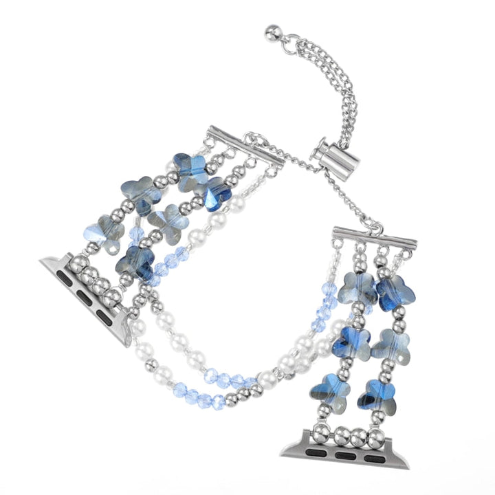 Lisslune | For Apple Watch SE 2023 44mm Butterfly Chain Bracelet Metal Watch Band (Blue)