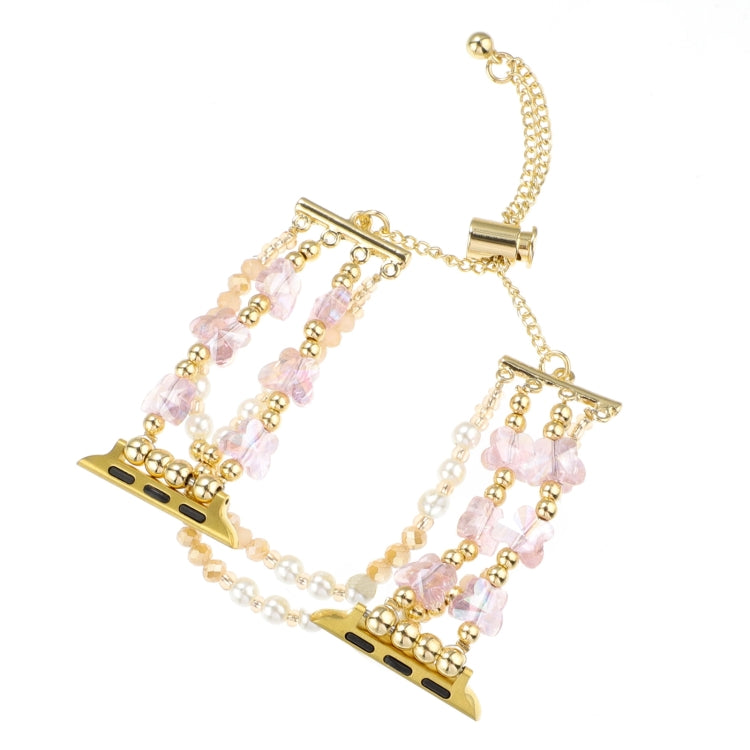 Lisslune | For Apple Watch Series 9 41mm Butterfly Chain Bracelet Metal Watch Band (Rose Gold)