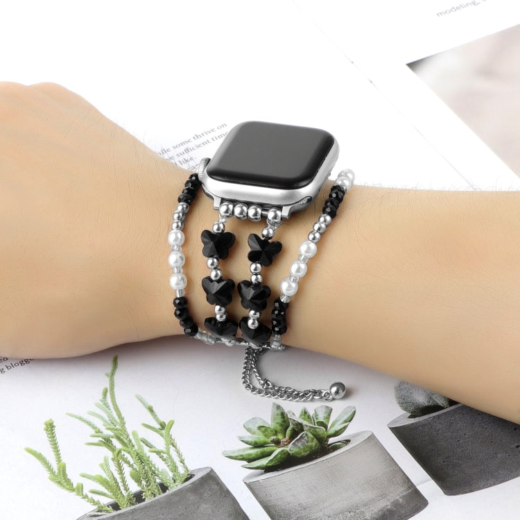 Lisslune | For Apple Watch Series 9 41mm Butterfly Chain Bracelet Metal Watch Band (Black)