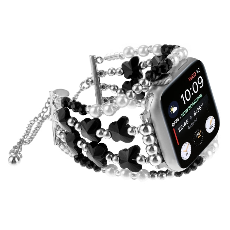 Lisslune | For Apple Watch SE 2022 40mm Butterfly Chain Bracelet Metal Watch Band (Black)