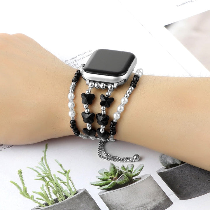 Lisslune | For Apple Watch SE 2022 40mm Butterfly Chain Bracelet Metal Watch Band (Black)