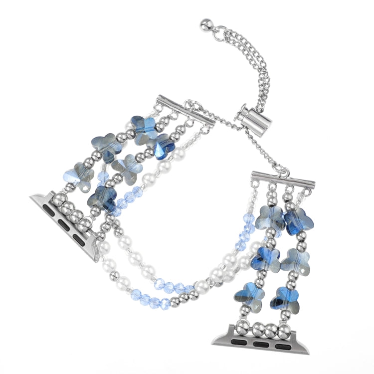 Lisslune | For Apple Watch SE 44mm Butterfly Chain Bracelet Metal Watch Band (Blue)