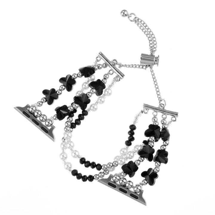 Lisslune | For Apple Watch Series 3 38mm Butterfly Chain Bracelet Metal Watch Band (Black)
