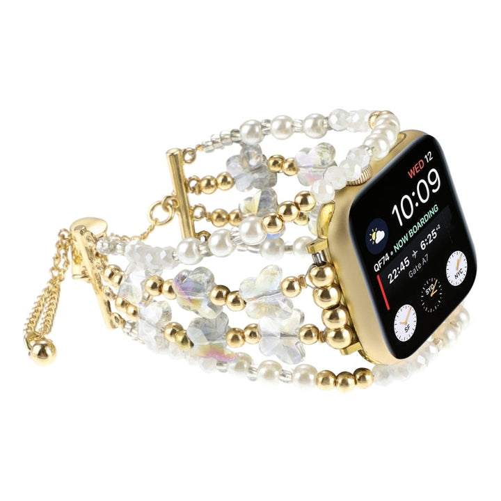 Lisslune | For Apple Watch 42mm Butterfly Chain Bracelet Metal Watch Band (Transparent Gold)
