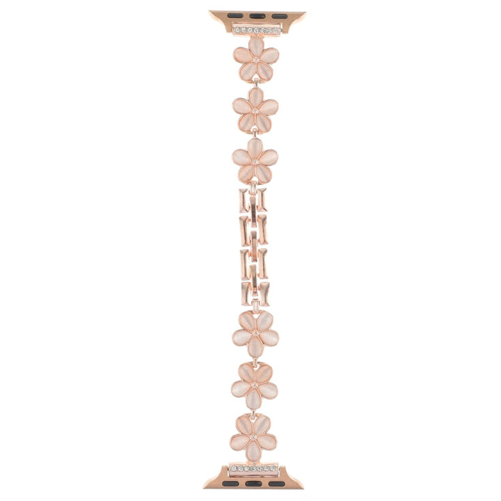 Lisslune | For Apple Watch Ultra 2 49mm 5-petal Flower Zinc Alloy Chain Bracelet (Rose Gold)