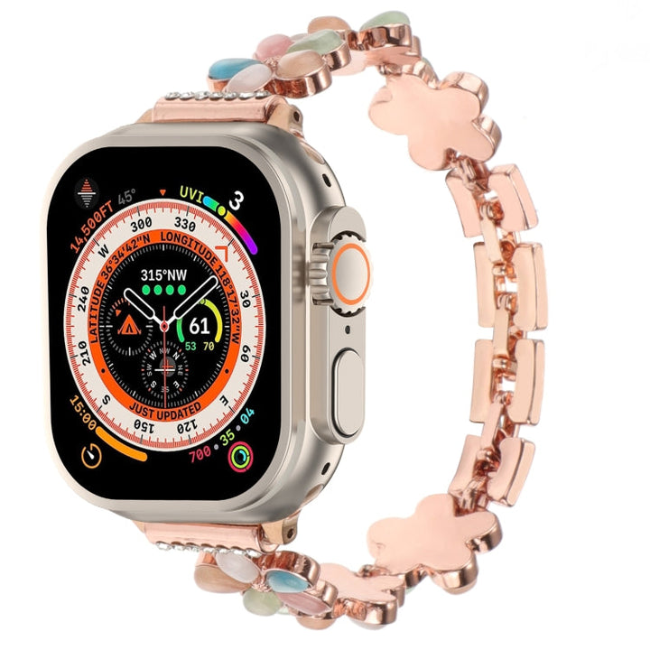Lisslune | For Apple Watch Ultra 2 49mm 5-petal Flower Zinc Alloy Chain Watch Band (Rose Gold)