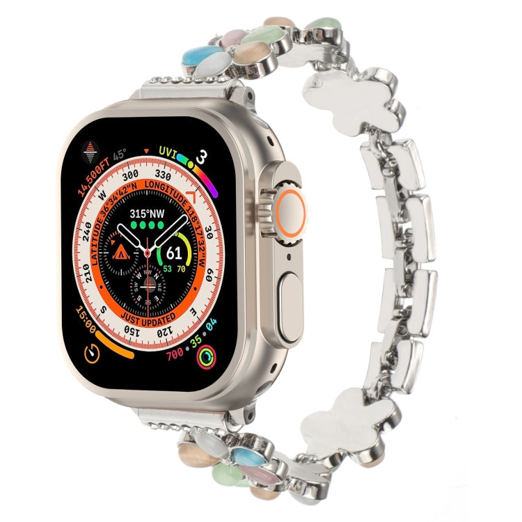 Lisslune | For Apple Watch Ultra 2 49mm 5-petal Flower Zinc Alloy Chain Bracelet (Silver Color)