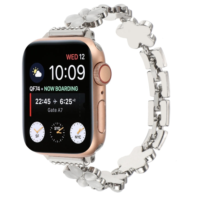 Lisslune | For Apple Watch SE 40mm 5-petal Flower Zinc Alloy Chain Watch Band (Silver)