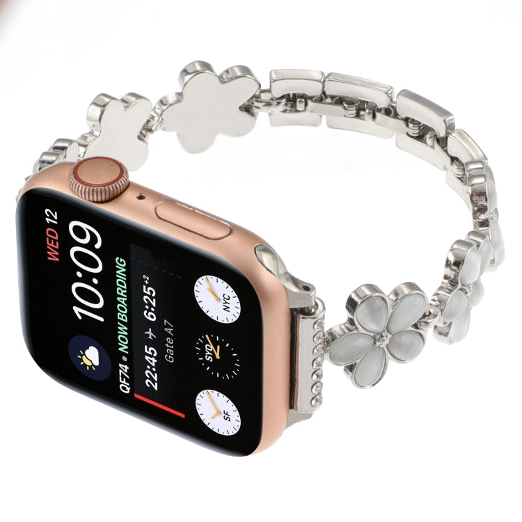 Lisslune | For Apple Watch SE 40mm 5-petal Flower Zinc Alloy Chain Watch Band (Silver)