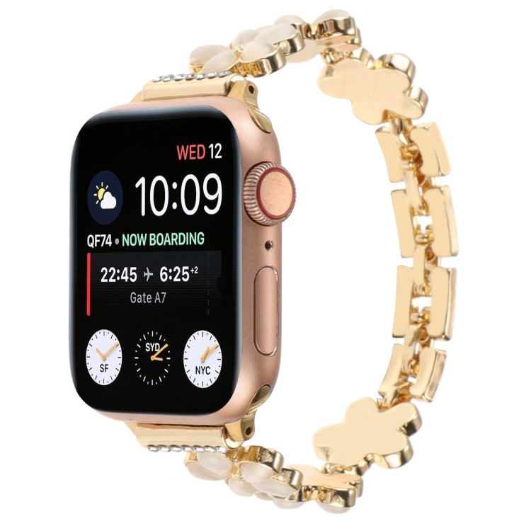 Lisslune | For Apple Watch SE 44mm 5-petal Flower Zinc Alloy Chain Watch Strap (Gold)