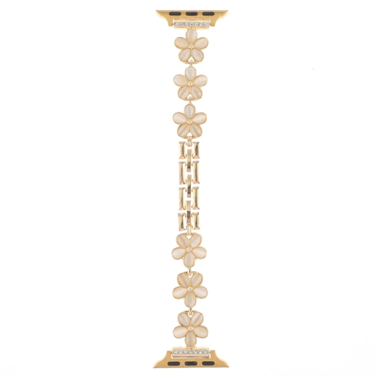 Lisslune | For Apple Watch SE 44mm 5-petal Flower Zinc Alloy Chain Watch Strap (Gold)