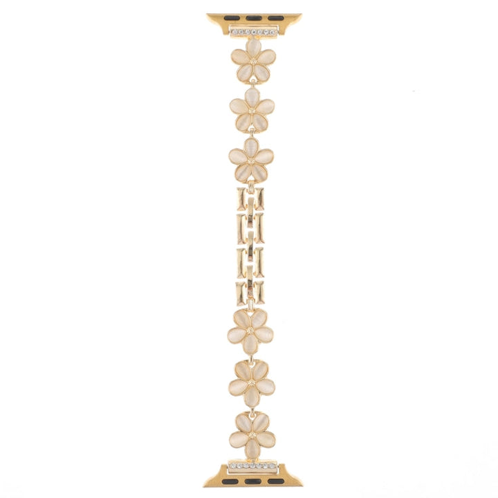 Lisslune | For Apple Watch SE 44mm 5-petal Flower Zinc Alloy Chain Watch Strap (Gold)