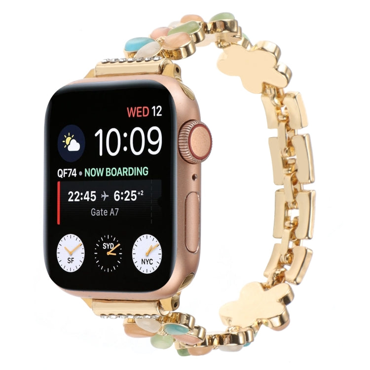 Lisslune | For Apple Watch Series 2 42mm 5-petal Flower Zinc Alloy Chain Watch Band (Gold Colored)