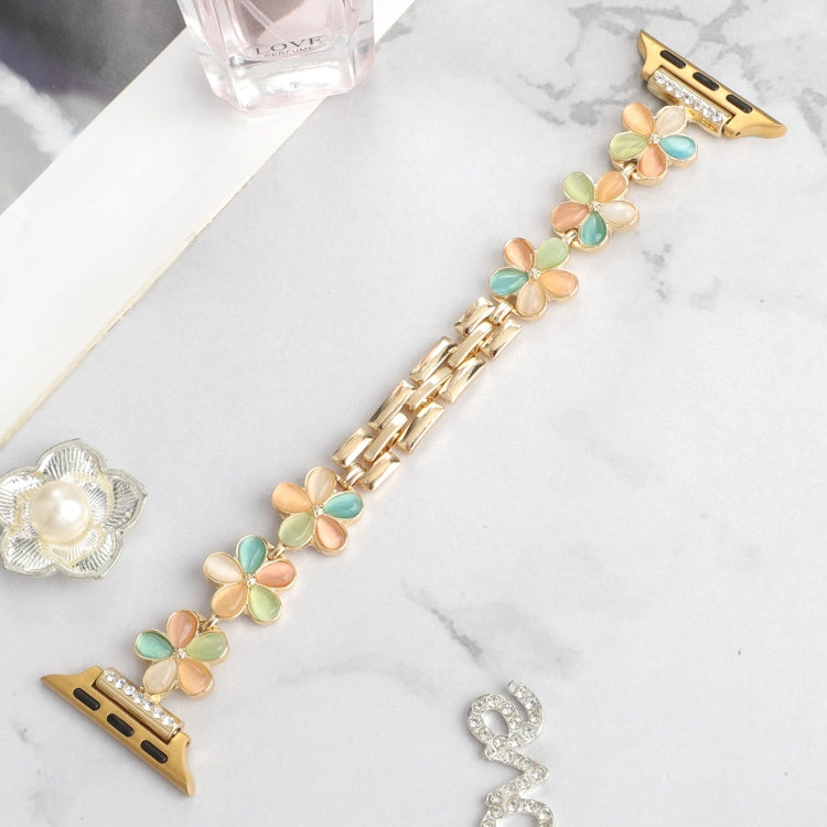 Lisslune | For Apple Watch Series 2 42mm 5-petal Flower Zinc Alloy Chain Watch Band (Gold Colored)