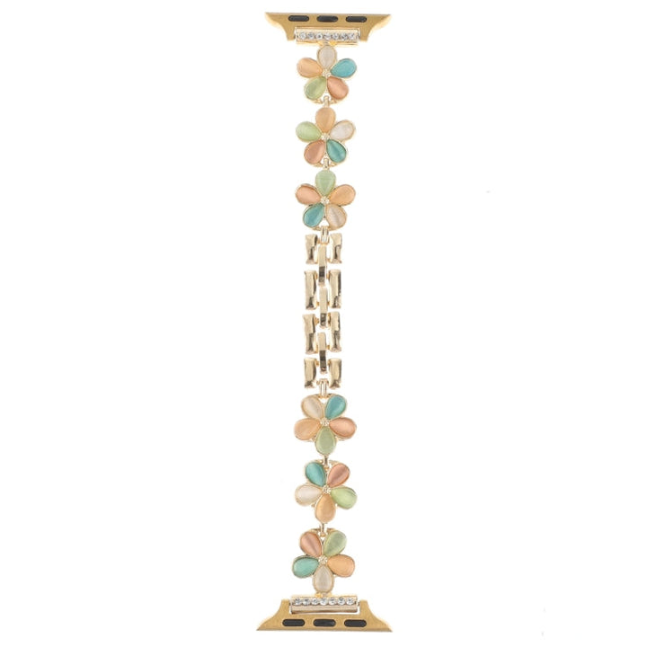Lisslune | For Apple Watch Series 2 42mm 5-petal Flower Zinc Alloy Chain Watch Band (Gold Colored)