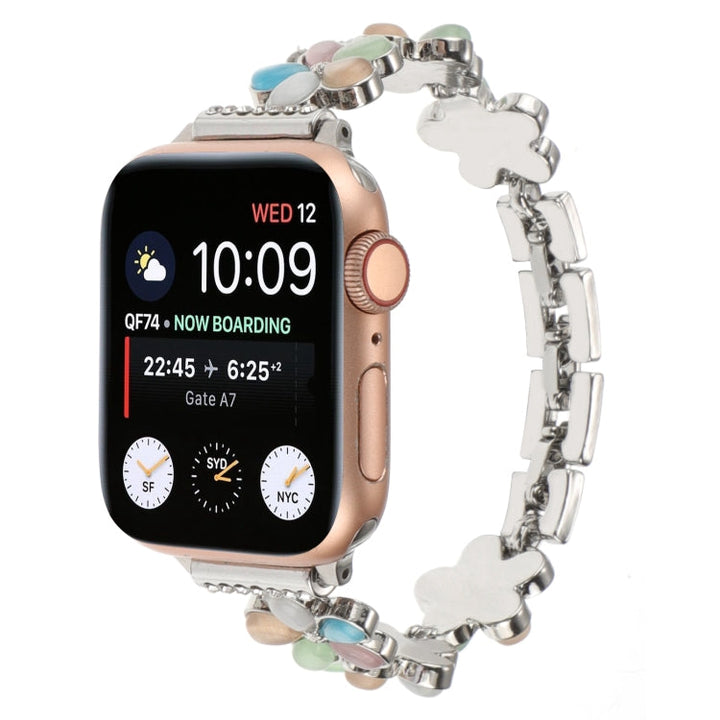 Lisslune | For Apple Watch Series 2 42mm 5-petal Flower Zinc Alloy Chain Watch Band (Silver Colorful)