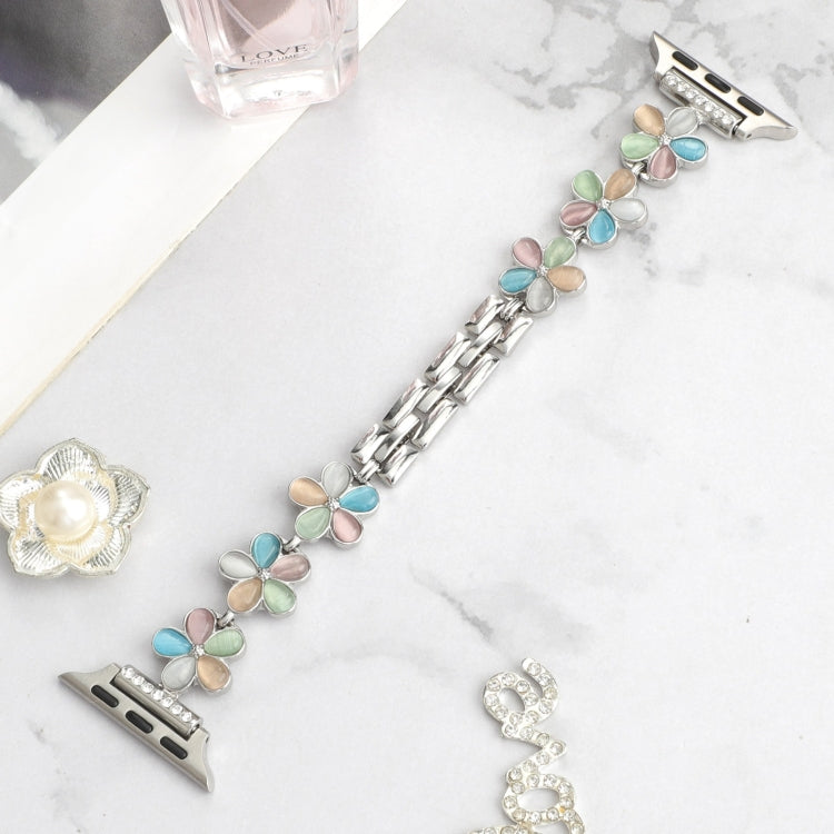 Lisslune | For Apple Watch Series 2 42mm 5-petal Flower Zinc Alloy Chain Watch Band (Silver Colorful)