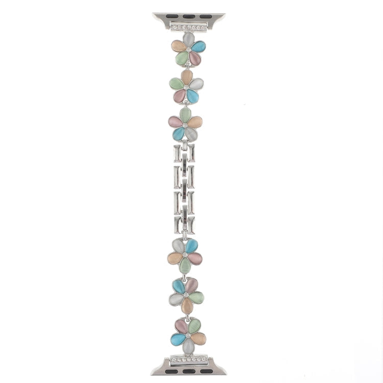 Lisslune | For Apple Watch Series 2 42mm 5-petal Flower Zinc Alloy Chain Watch Band (Silver Colorful)