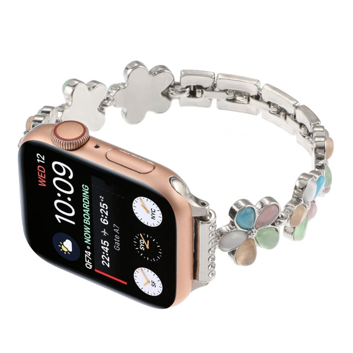 Lisslune | For Apple Watch Series 2 42mm 5-petal Flower Zinc Alloy Chain Watch Band (Silver Colorful)