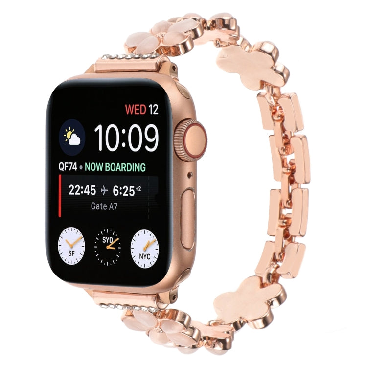 Lisslune | For Apple Watch Series 2 38mm 5-petal Flower Zinc Alloy Chain Watch Band (Rose Gold)