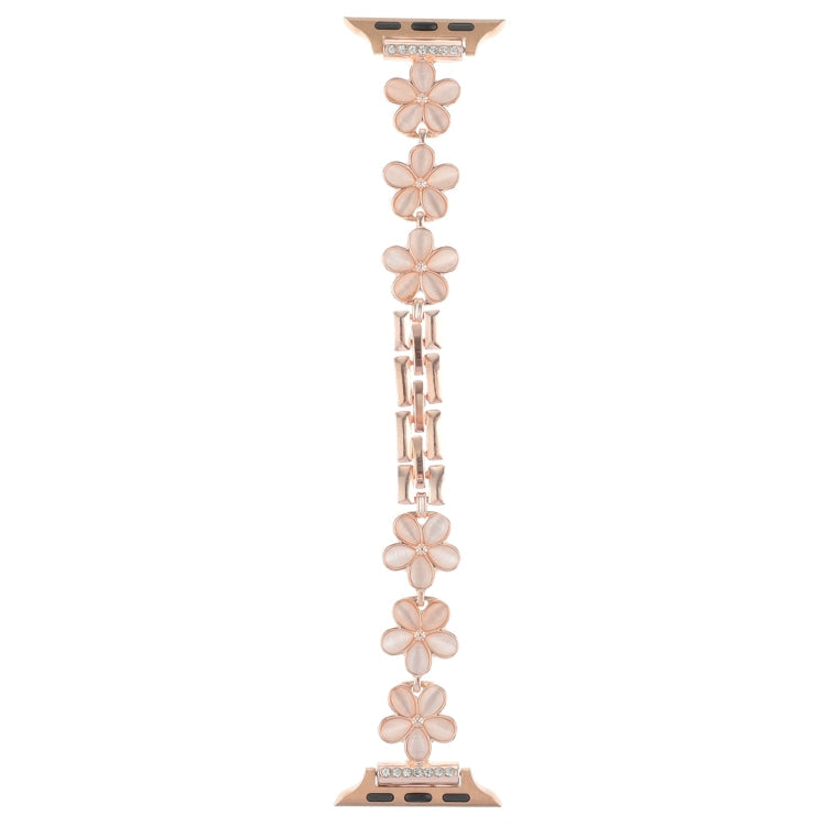 Lisslune | For Apple Watch 42mm 5-petal flower zinc alloy chain bracelet (Rose gold)