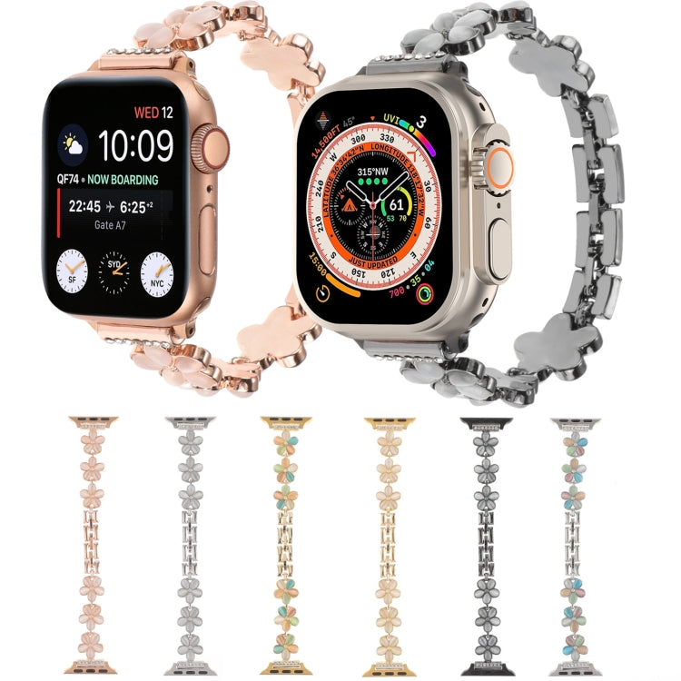 Lisslune | For Apple Watch Series 2 42mm 5-petal Flower Zinc Alloy Chain Watch Band (Gold Colored)