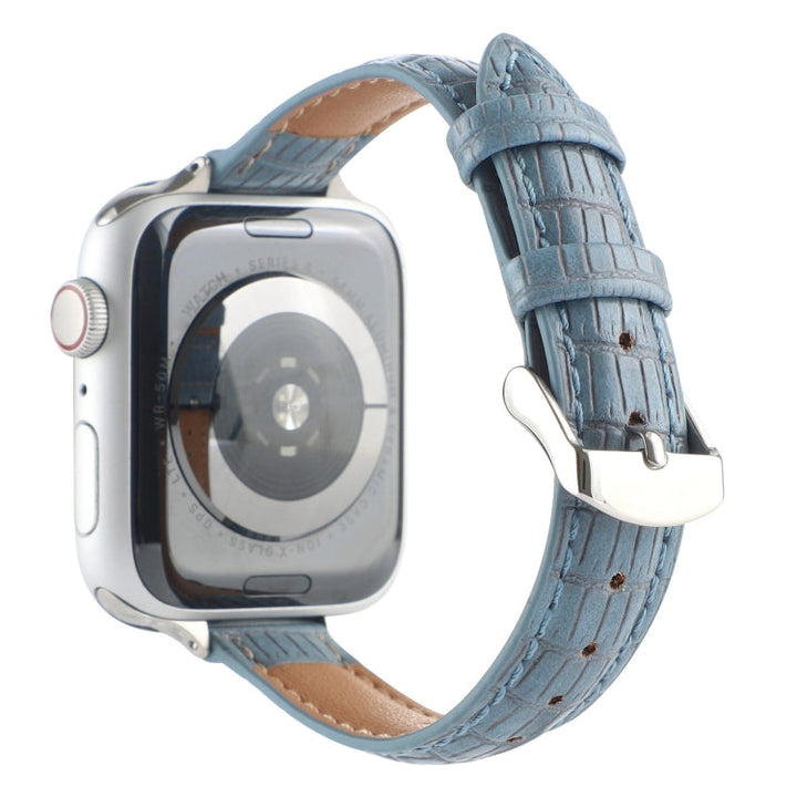 Lisslune | For Apple Watch SE 2023 40mm Slim Crocodile Leather Band (Light Blue)