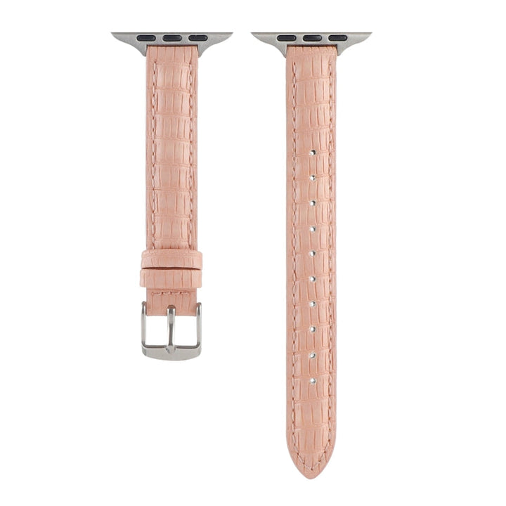 Lisslune | For Apple Watch Ultra 2 49mm Slim Crocodile Leather Watch Band (Pink)