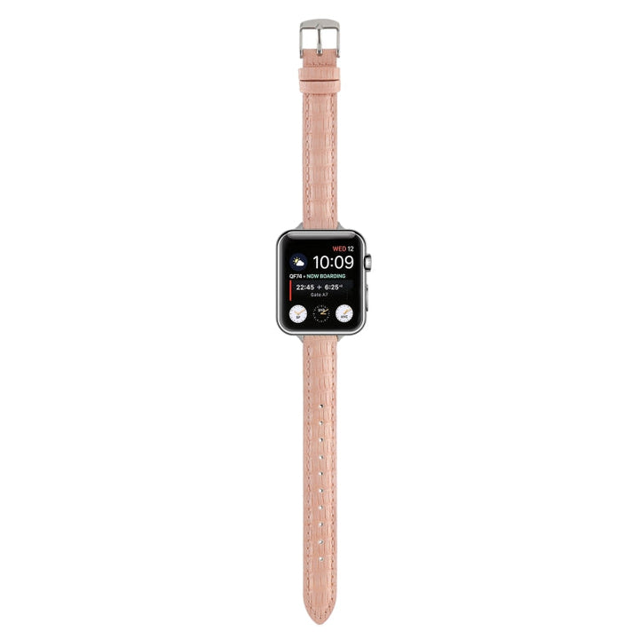 Lisslune | For Apple Watch Ultra 2 49mm Slim Crocodile Leather Watch Band (Pink)