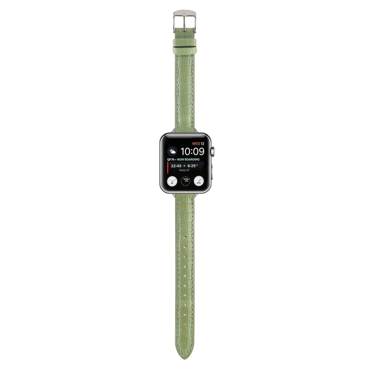 Lisslune | For Apple Watch Ultra 2 49mm Slim Crocodile Leather Strap (Light Green)