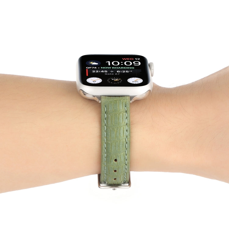 Lisslune | For Apple Watch Ultra 2 49mm Slim Crocodile Leather Strap (Light Green)