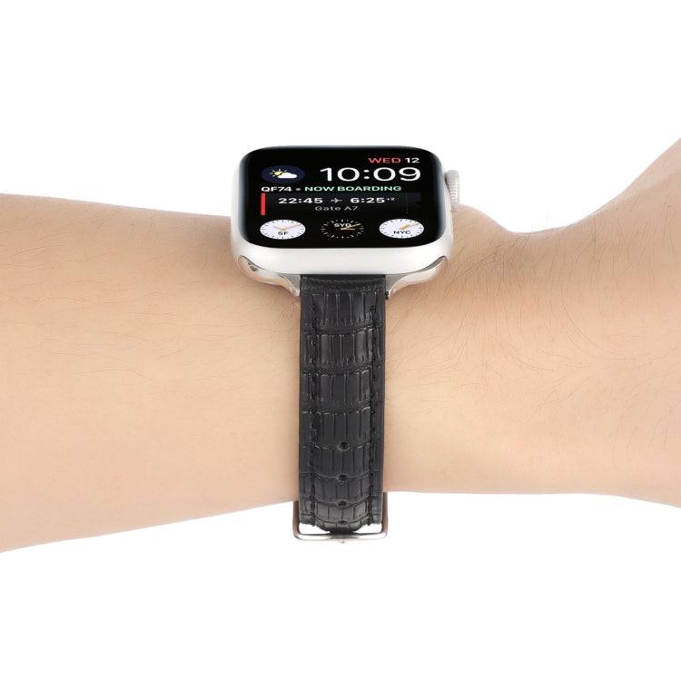Lisslune | For Apple Watch Ultra 2 49mm Slim Crocodile Leather Strap (Black)