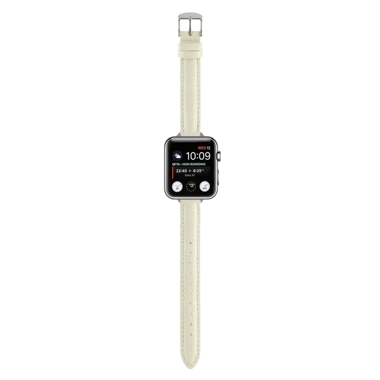 Lisslune | For Apple Watch Ultra 2 49mm Slim Crocodile Leather Strap (Beige)