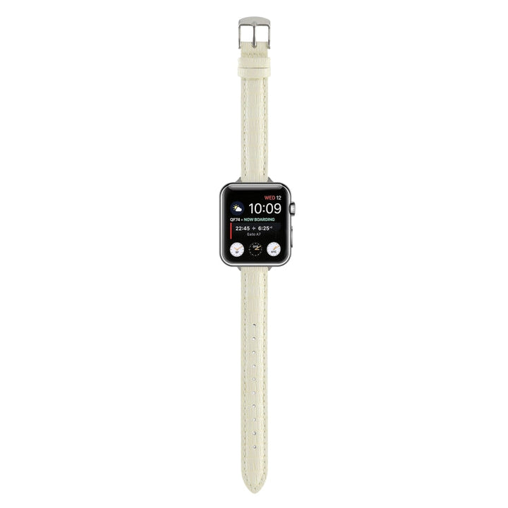 Lisslune | For Apple Watch Ultra 2 49mm Slim Crocodile Leather Strap (Beige)