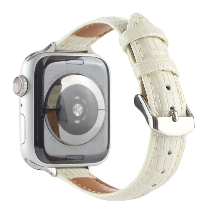 Lisslune | For Apple Watch Ultra 2 49mm Slim Crocodile Leather Strap (Beige)