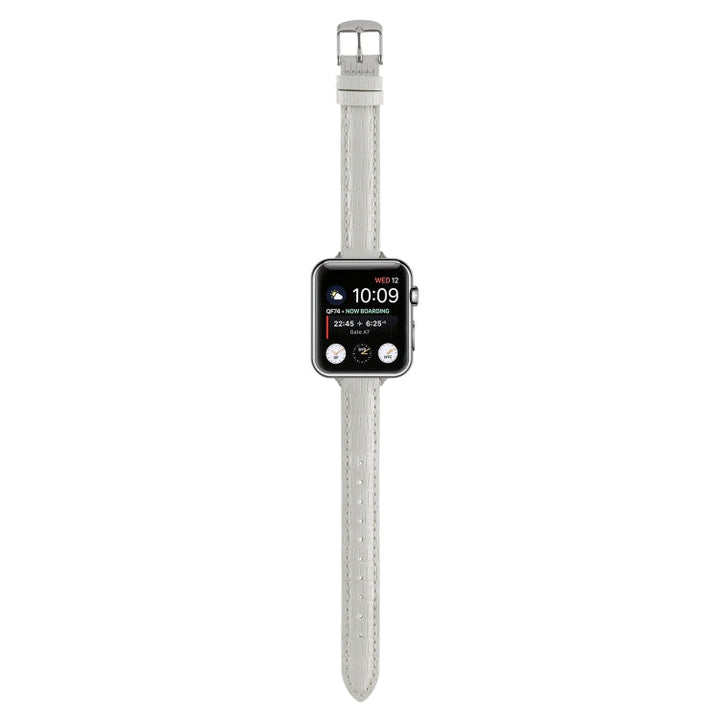 Lisslune | For Apple Watch Ultra 2 49 mm Slim Crocodile Leather Bracelet (White)