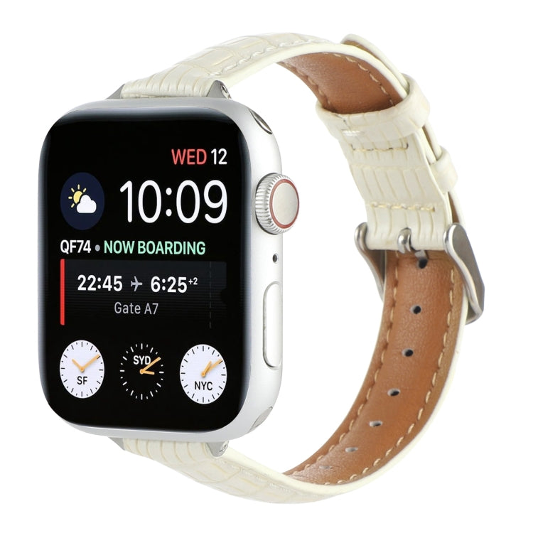 Lisslune | For Apple Watch Series 9 45mm Slim Crocodile Leather Strap (Beige)