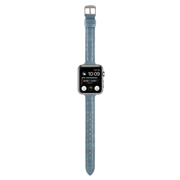 Lisslune | For Apple Watch Series 9 41mm Slim Crocodile Leather Strap (Light Blue)