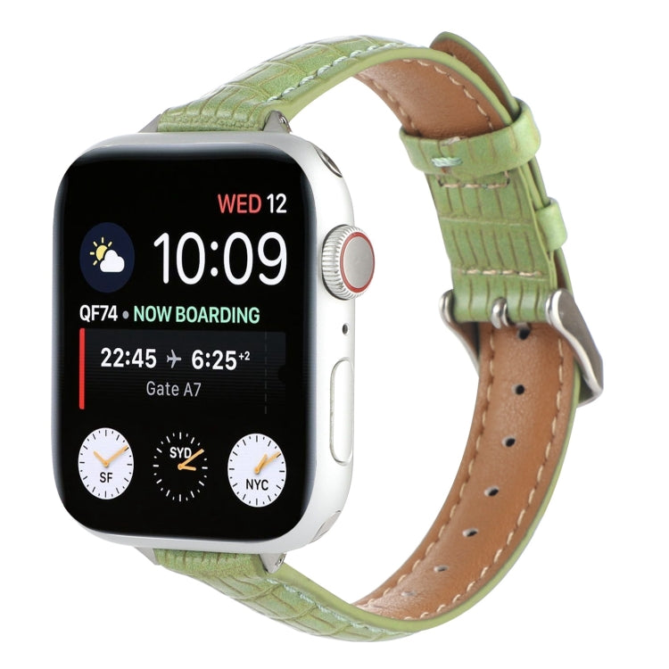 Lisslune | For Apple Watch Series 9 41mm Slim Crocodile Leather Watch Band (Light Green)