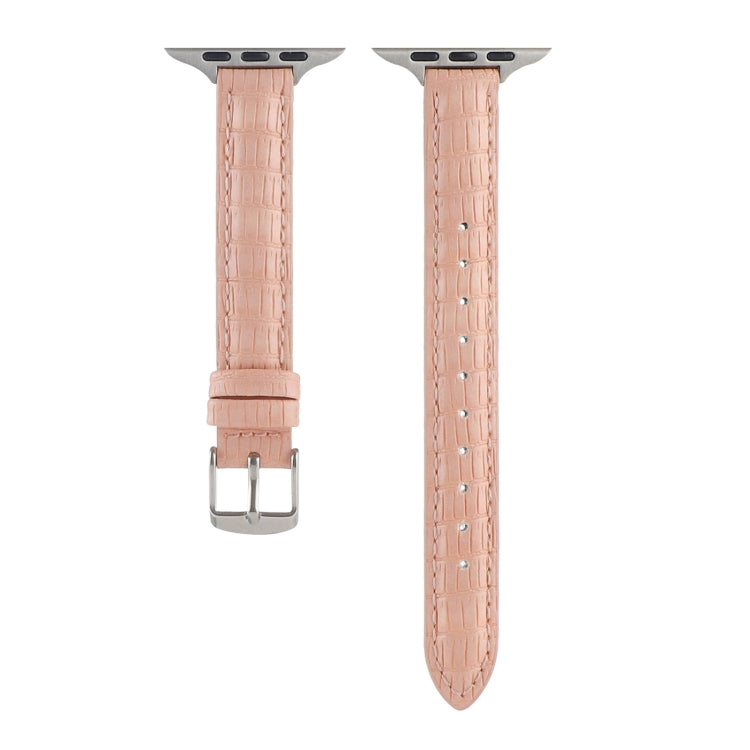 Lisslune | For Apple Watch Ultra 49mm Slim Crocodile Leather Watch Band (Pink)