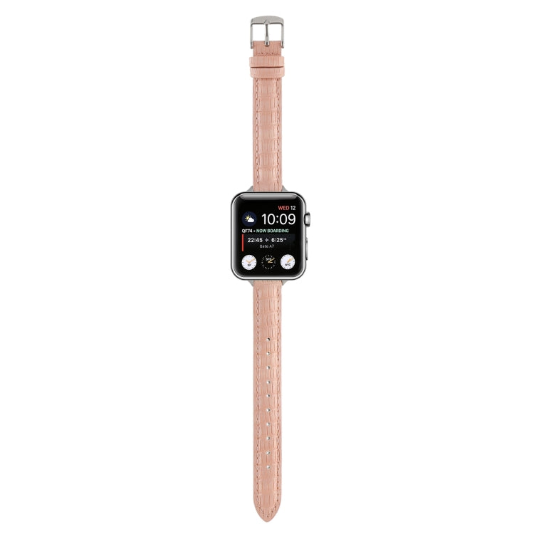 Lisslune | For Apple Watch Ultra 49mm Slim Crocodile Leather Watch Band (Pink)