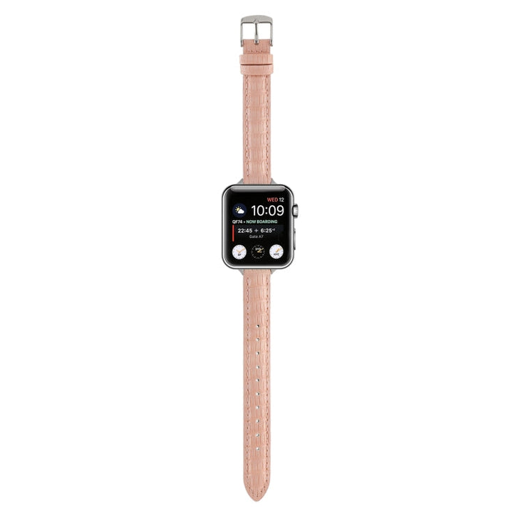 Lisslune | For Apple Watch Ultra 49mm Slim Crocodile Leather Watch Band (Pink)