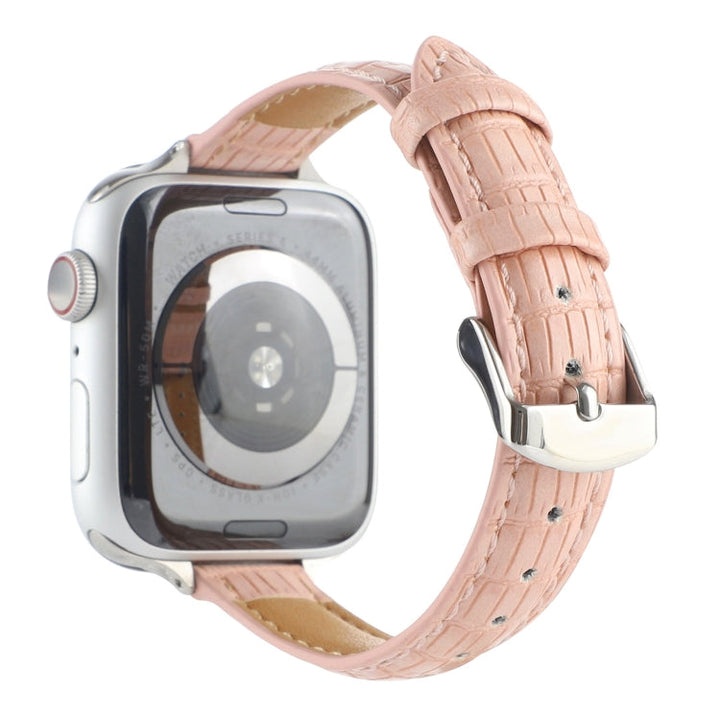 Lisslune | For Apple Watch Ultra 49mm Slim Crocodile Leather Watch Band (Pink)