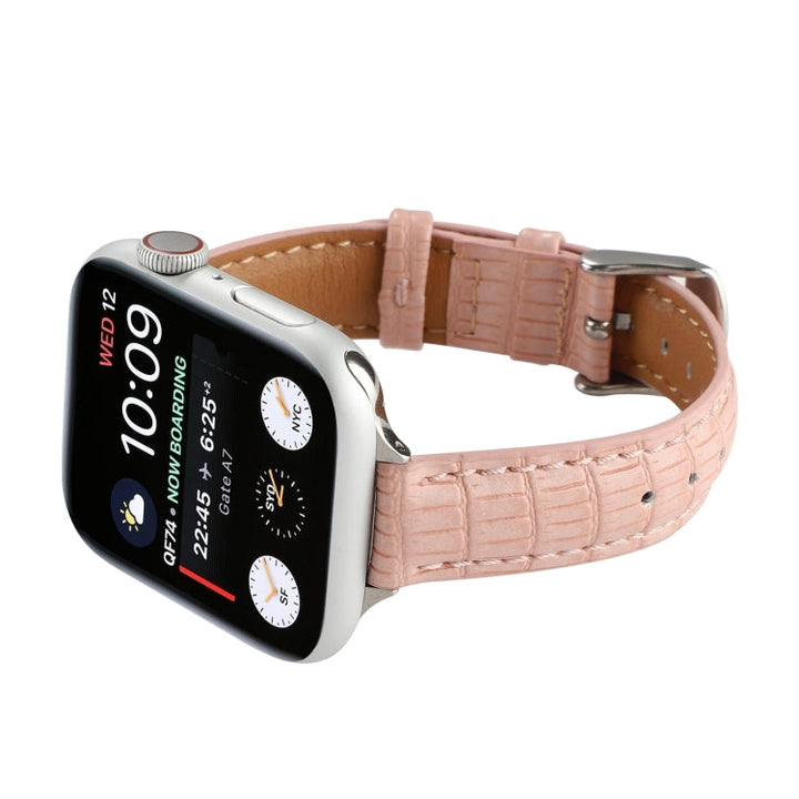 Lisslune | For Apple Watch Ultra 49mm Slim Crocodile Leather Watch Band (Pink)
