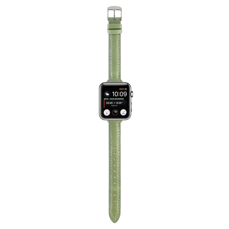 Lisslune | For Apple Watch Ultra 49mm Slim Crocodile Leather Watch Band (Light Green)