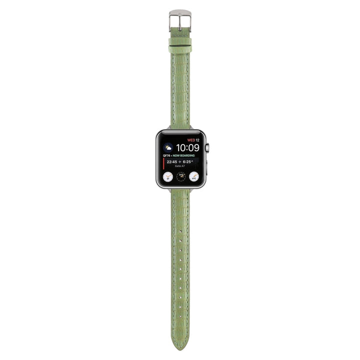 Lisslune | For Apple Watch Ultra 49mm Slim Crocodile Leather Watch Band (Light Green)