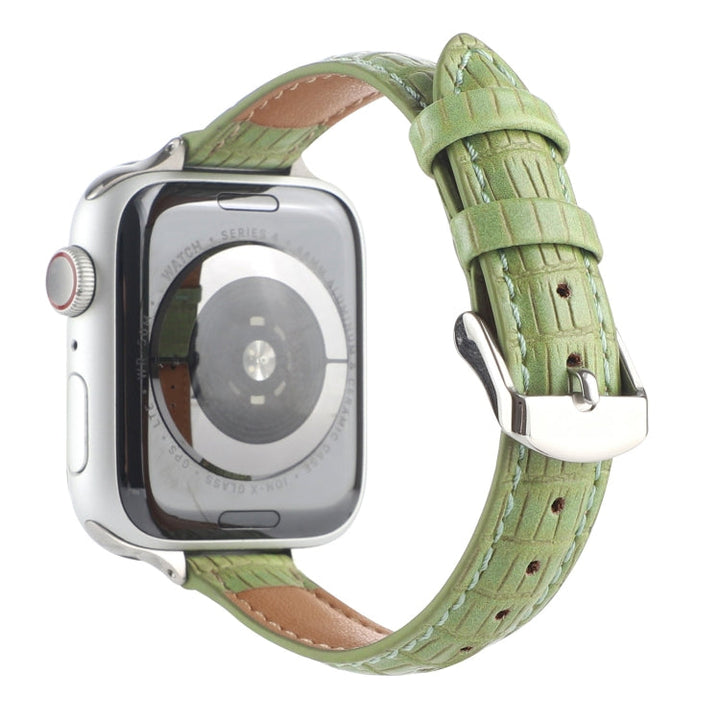 Lisslune | For Apple Watch Ultra 49mm Slim Crocodile Leather Watch Band (Light Green)