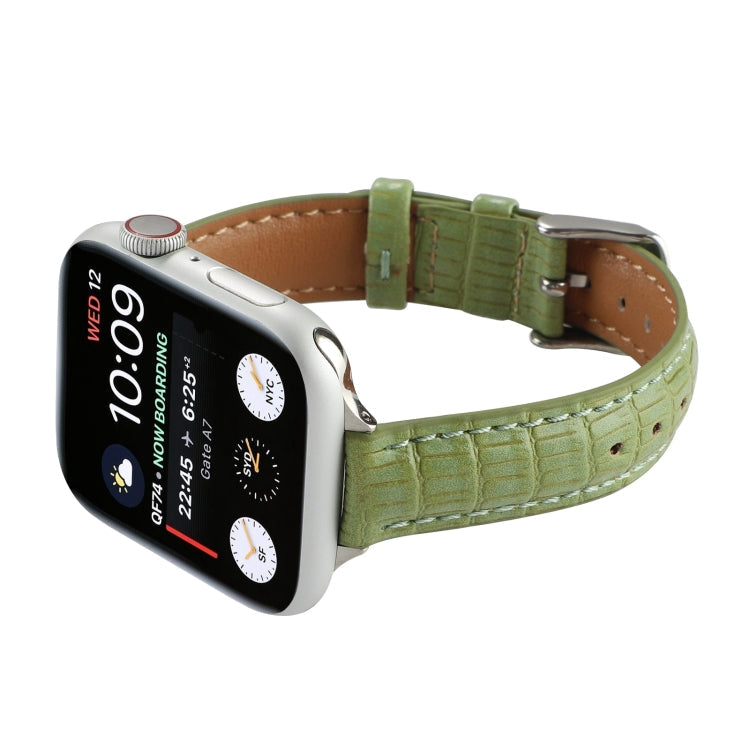 Lisslune | For Apple Watch Ultra 49mm Slim Crocodile Leather Watch Band (Light Green)