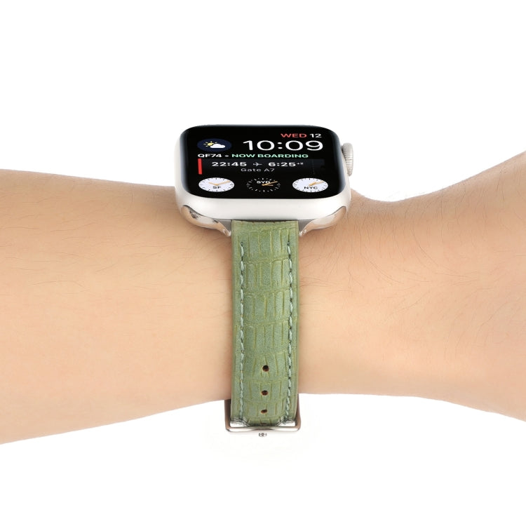Lisslune | For Apple Watch Ultra 49mm Slim Crocodile Leather Watch Band (Light Green)