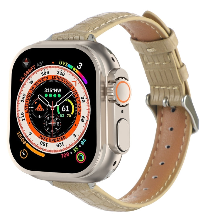 Lisslune | For Apple Watch Ultra 49mm Slim Crocodile Leather Strap (Khaki)